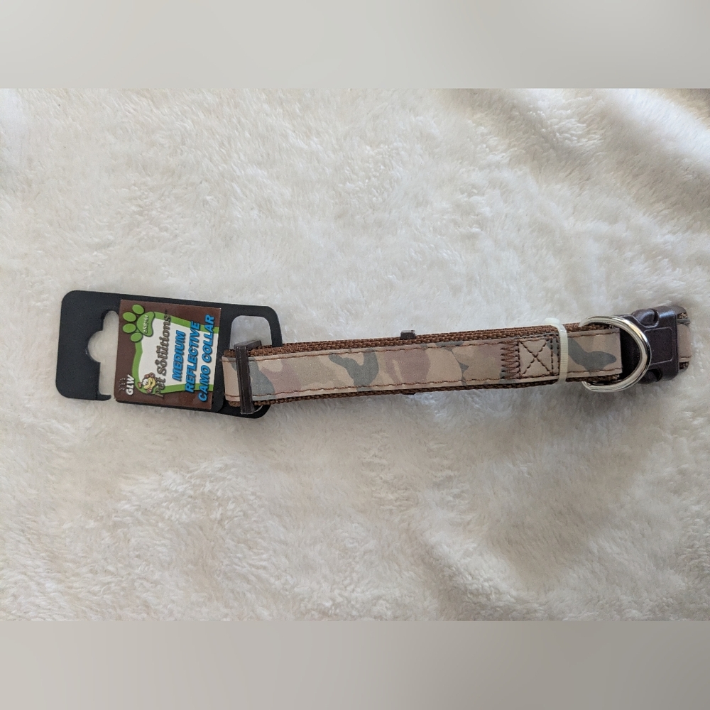 Dog Collar Medium Camo Brown Multicolor Reflective